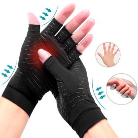 Compression half-finger Gloves (Color: BLACK)