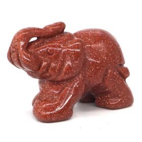 Elephant Statue Natural Gemstone Carved Healing Crystal Amethyst Quartz Animals Figurine Reiki Stones Lucky Decoration Wholesale (Color: Red Goldstone Sand)