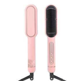 Negative Ionic Hair Straightener Brush for Fashion Women (Color: Pink)